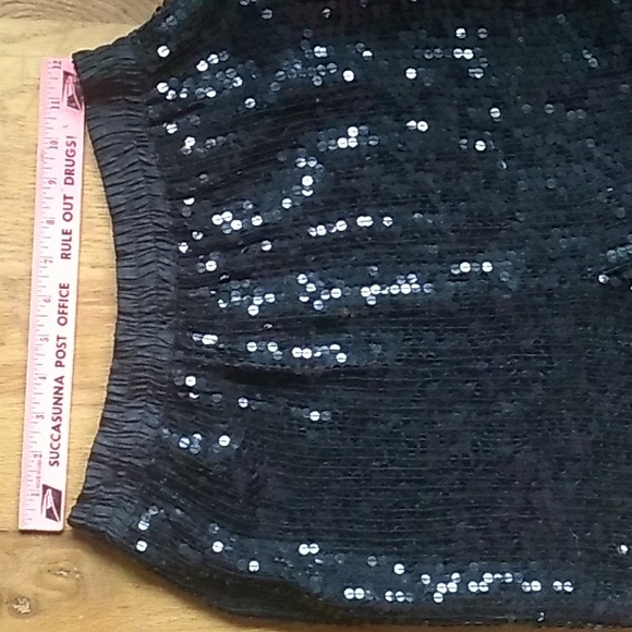 ⚜️ CeeCee Genuine Silk Sequins BLACK Mini Skirt Glamorous SZ Medium - Picture 1 of 16
